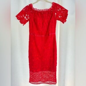 Red lace midi dress size 6